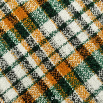 Boucle fashion Plaid design with loops yarn fabrics
